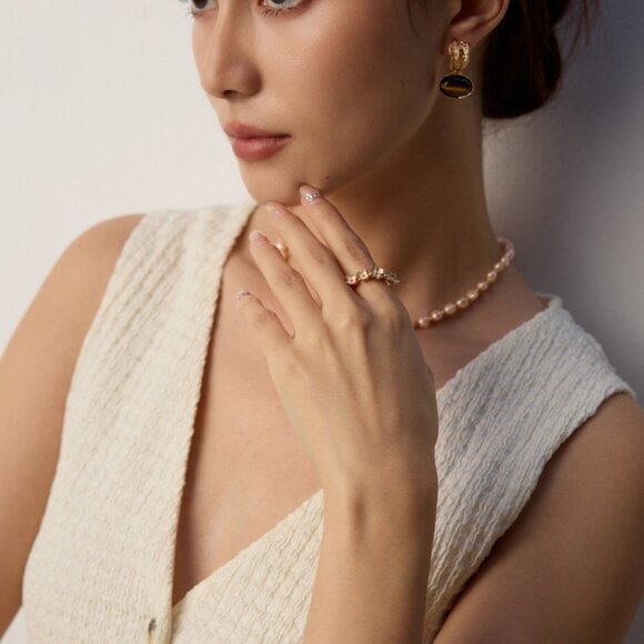 💖 Artisan Original Strawberry Quartz & Pearl Bracelet | S925 Gold Adjustable - Picture 10 of 11